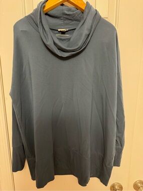 Garnet Hill Blue TENCEL Cowl Neck Tunic Top Medium incredibly Soft